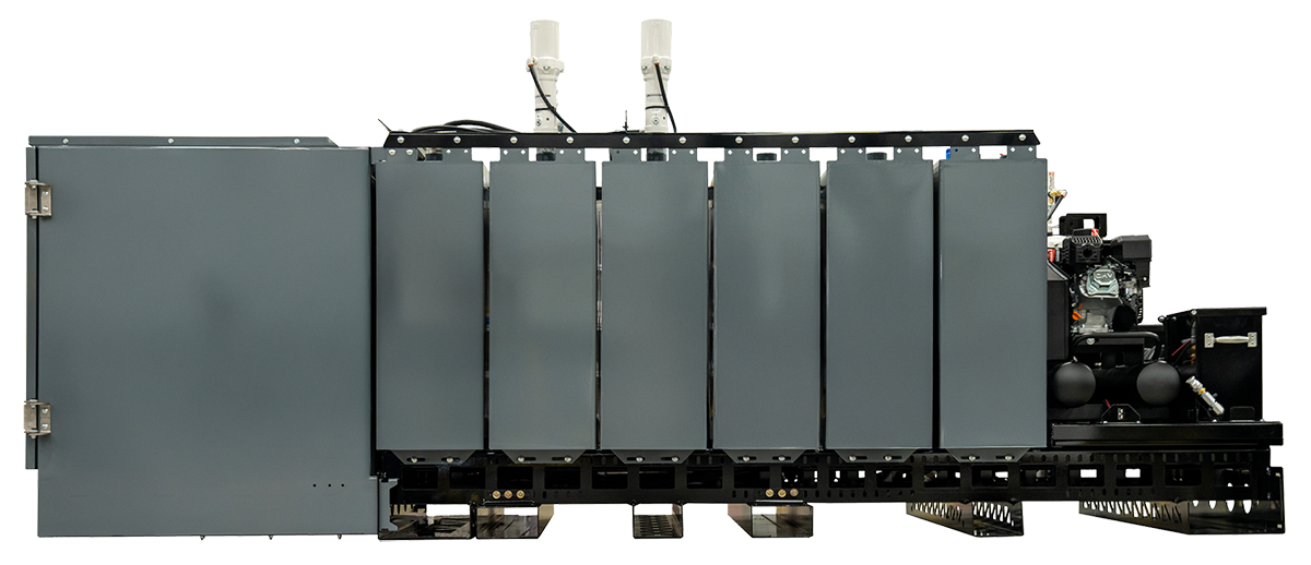 Multi-tank fuel and lube skid carries 690 gallons of service fluids side view